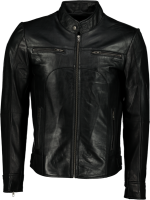 Mens Classic Slim Fit Black Nappa Leather Jacket Photo