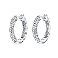 Cosmic 925 Sterling Silver Sparkling Zircon Hoop Earrings Photo