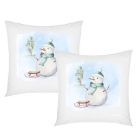 PepperSt - Scatter Cushion Cover Set - Snowman Photo