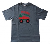 Christmas T Shirt Boy - Grey with Tractor Photo