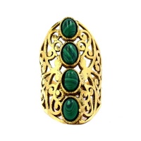 HARMONI filigree ring set with green agate stones - adjustable size-HR5 Photo