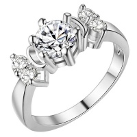 Silver Designer 5 Stone Crystal Ring Photo