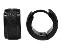 Xcalibur black steel broad hoop earrings SSVE9856 Photo