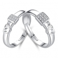 SilverCity 925 Sterling Silver Plated Zircon Locked In Love Ring Set Photo