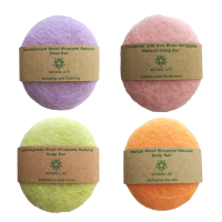 Natural Glycerine Soap Bars Wrapped In Wool - Pack of 4 Photo