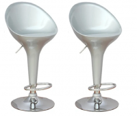 High-back Bar Kitchen Counter Stools - Set of 2 – Silver Colour Photo