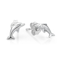 Charming Dolphin Silver plated 925 Stud Earrings Photo