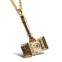 Thor Hammer Male Necklace - Gold Photo
