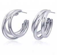 SilverCity Boho Style Statement Triple Pipe Hoop Drop Earrings Photo