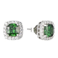 Kays Family Jewellers Princess Cut Emerald Halo Studs on 925 Silver Photo