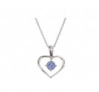 SCJ Heart Shaped Pendant with Genuine Tanzanite 0.67ct - 925 Sterling Silver Photo