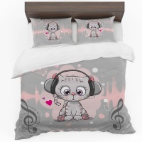 Print with Passion Cute Musical Kitty Duvet Cover Set Photo