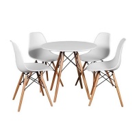 Round Table with 4 Chairs - White Photo