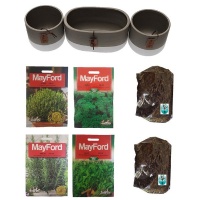 Thyme Parsley Rosemary & Rocket Seeds With 3 Pots & Organic Soil Photo