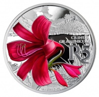 SA Mint 2018 One Ounce Silver Colour Coin – R5 Grass Crinum Photo