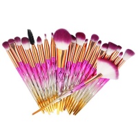 Professional 20 Pieces Diamond Handle Makeup Brush Set - Rose Red & Gold Photo