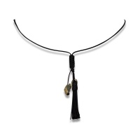 No Memo - Versatile Choker Necklace Anklet With Africa Pendant - Black Photo