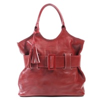 Nuvo - Genuine Leather Belted Handbag in Red Photo