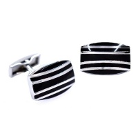 Xcalibur Stainless Steel Black Enamelled Curved Cufflinks Photo