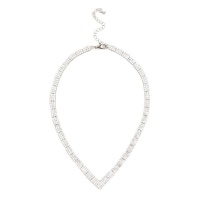 Quiz Ladies Silver Diamante V Necklace - One Size Photo