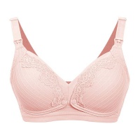 Unicoo Cotton Soft Lace Nursing Bra - Pink - B Cup Photo