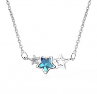 SilverCity Silver Plated Blue Zircon Hollow Crystal Star Zircon Necklace Photo