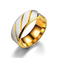 Men's Gold Stainless Steel Brushed Design Comfort Fit Polished Ring Photo