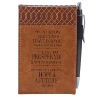 Christian Art Gifts I Know The Plans I Have For You Brown - LuxLeather Notepad With Pen Photo