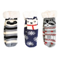 Thermal Socks 3 x Cartoon Animal Winter Socks For Kids Children - Assorted Photo