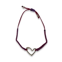 No Memo - Handmade Macramé Bracelet With Heart Pendant - Red/Purple Photo