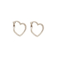 Quiz Ladies Silver Diamante Heart Hoop Earrings - Silver Photo