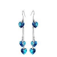 Swarovski Crystal Heart Long Drop Earrings by Zana Jewels Photo