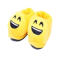 Slippers - Soft Plush Emoji Slippers - Smiling Size 41-43 Photo