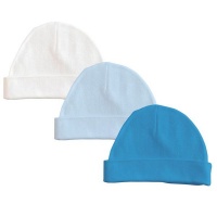 PepperSt Baby Collection - Baby Beanie Hat Set - White/Blue/Blue Photo