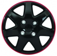 13" Wheel Cover - Set of Four - Ice Black and Red Rim Photo