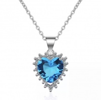 SilverCity Silver Plated Classic Blue Heart Shaped Pendant Necklace Photo