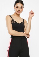 Women's Missguided Lace Insert Double Strap Bodysuit - Black Photo