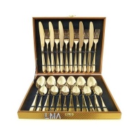 LMA- 24 Piece luxurious Stainless Steel Cutlery Set - Gold Photo