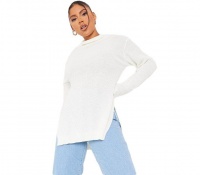 I Saw it First - Ladies Cream High Neck Longline Knitted Jumper Photo