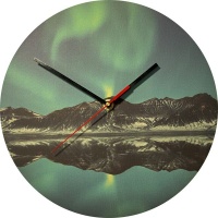 unXusa Clocks UnXusa - Canvas on MDF Wall Clock - Mountain Aurora Photo
