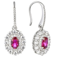 Kays Family Jewellers Ruby Halo Drop Studs on 925 Silver Photo