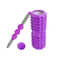 3" 1 Fitness Pilates Foam Roller Yoga Column Massage Ball Set-Purple Photo