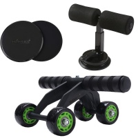 HEARTDECO Fitness Abs Roller Wheel Suction Sit Up Bar & Core Sliders Set Photo