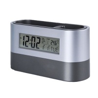 Office Desktop Storage Pen Holder With Digital Alarm Clock Timer Photo