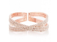 Quiz Ladies Rose Gold Diamante Cuff Bracelet - One Size Photo