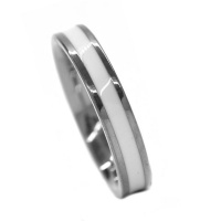 Androgyny Enamel Inlay Band Ring in Stainless Steel Photo