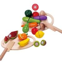 Classic World Pretend Play Wooden Fruit & Vegetable Set: 18 Pieces Photo