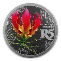 SA Mint 2019 One Ounce Silver Colour Coin – R5 African Flame Lily Photo
