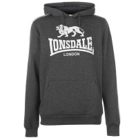 Lonsdale Mens 2S OTH Hoody - Charcoal Marl/White Photo