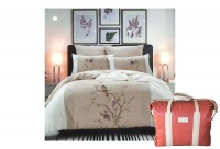 Cottonbox Cotton Bedding Set -Chicago King - Light Beige and Taupe Plus Bag Photo